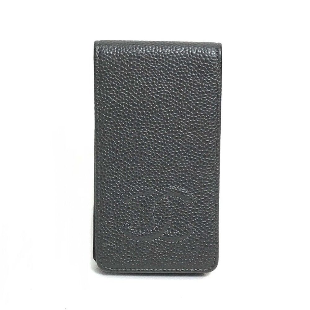 CHANEL Mark iphone4/4S Iphone Cover accessory iPhone case Caviar Leather gray